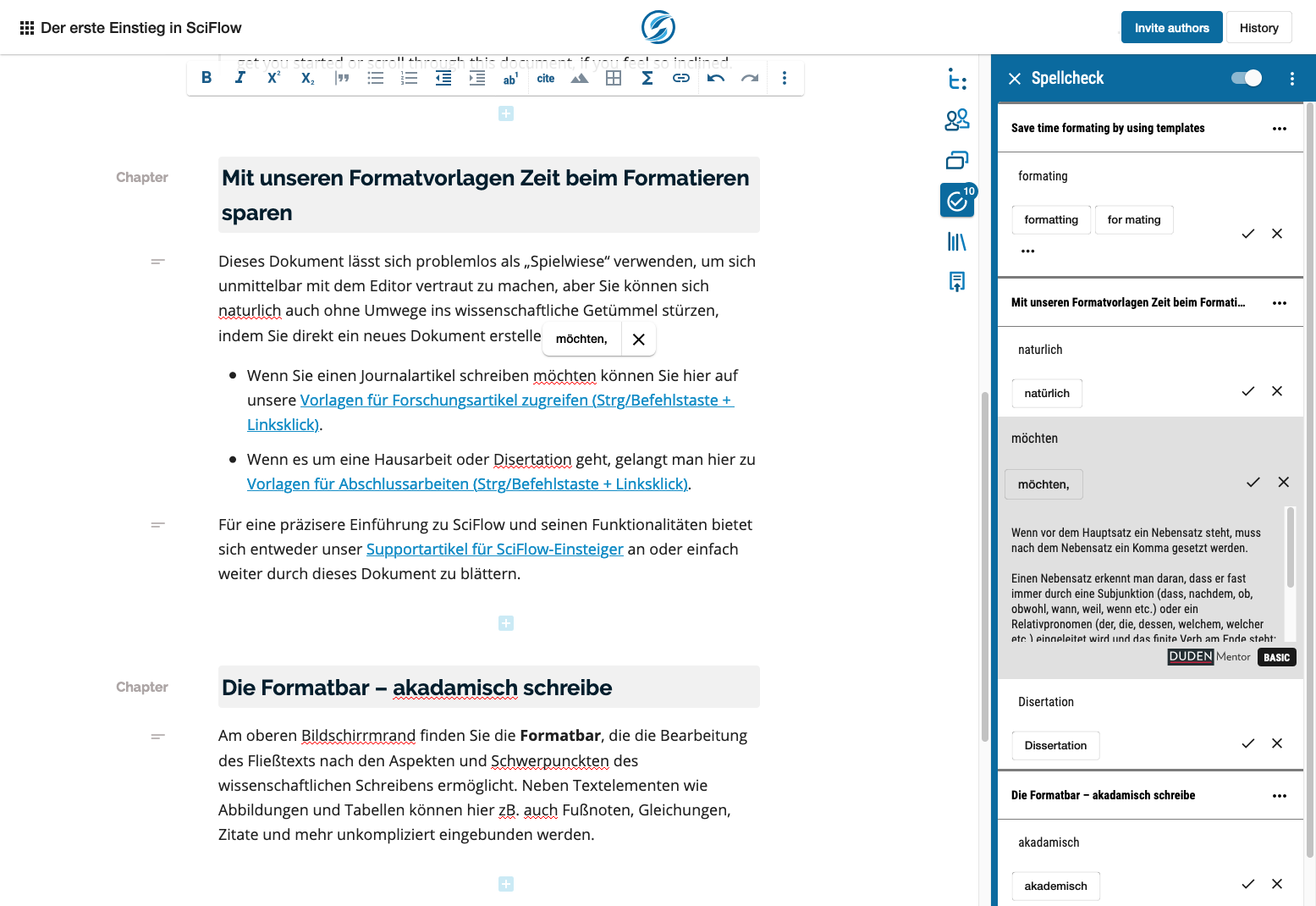 Duden-Mentor SciFlow app screenshot