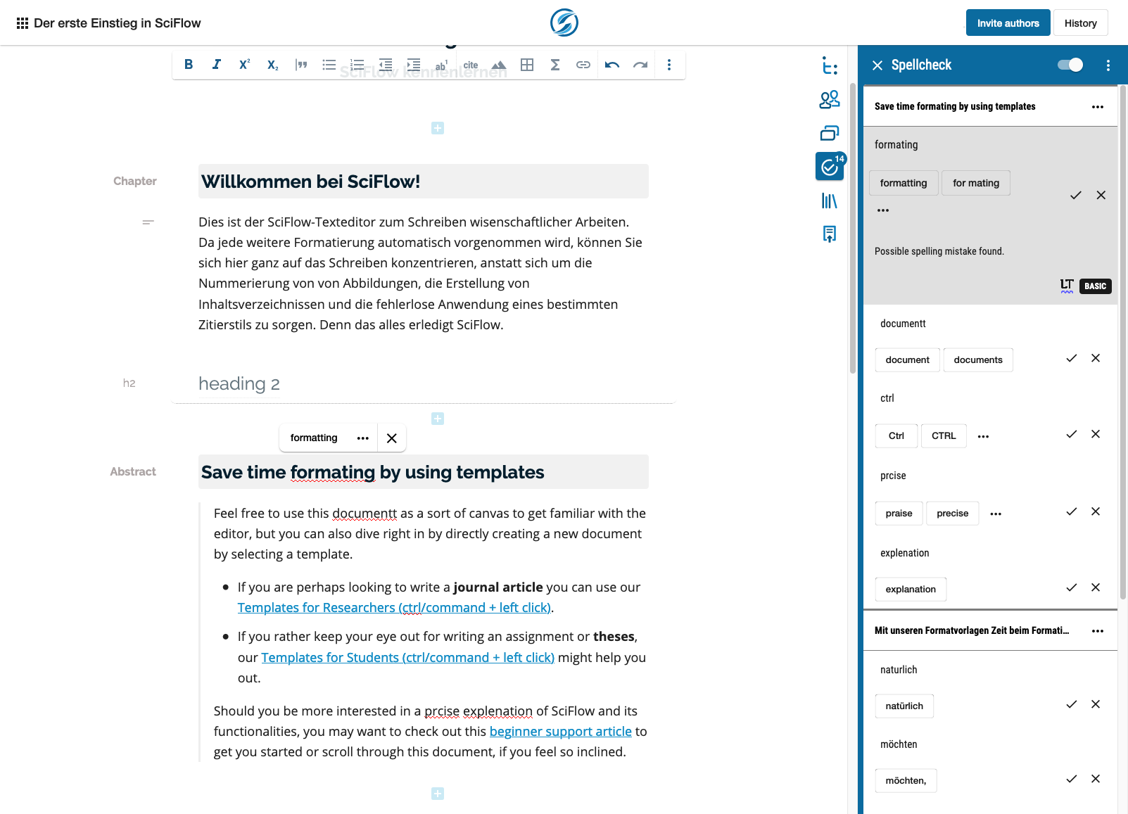 LanguageTool SciFlow app screenshot